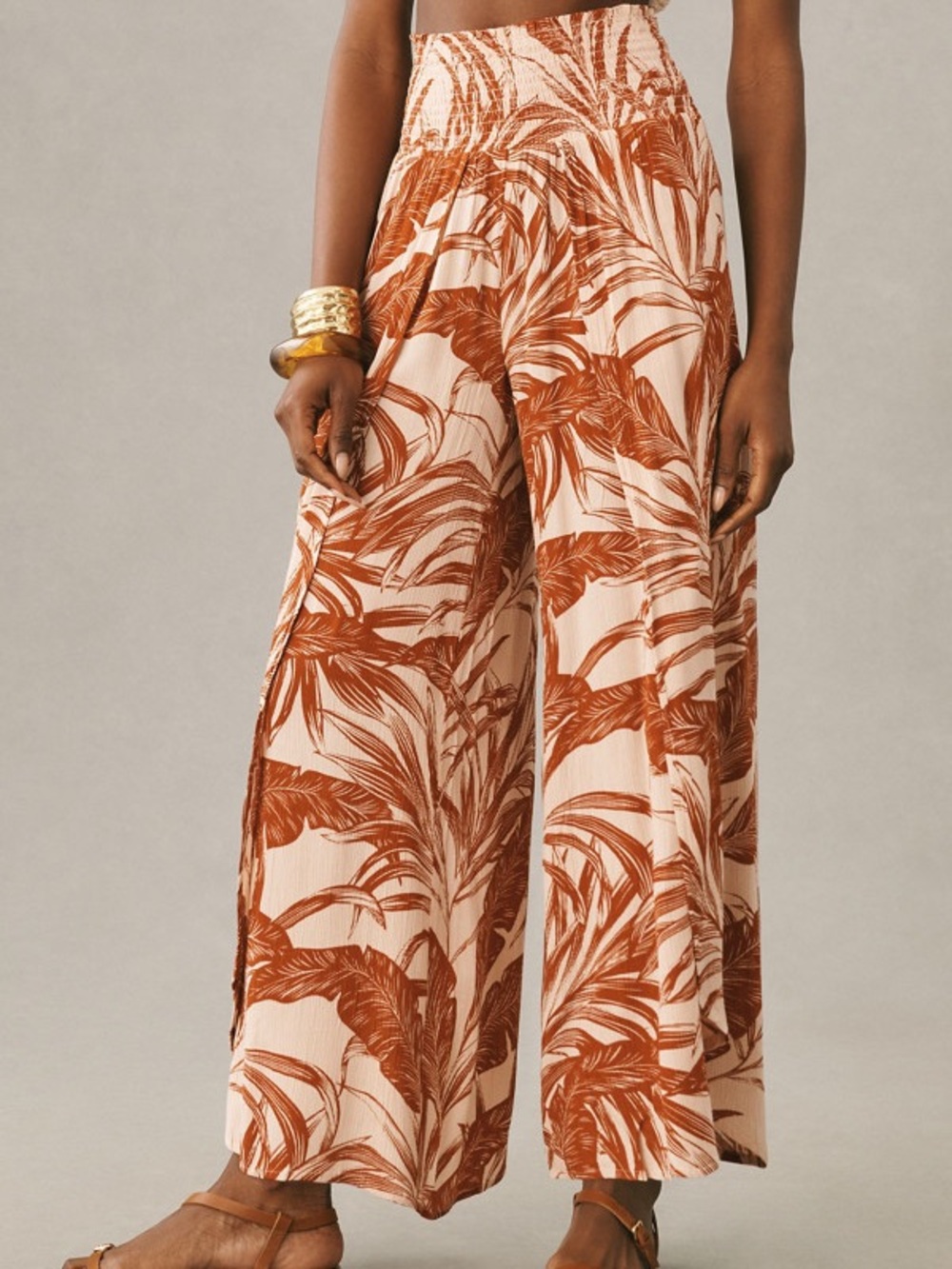 Bila 77 Palm-Print Wide Leg Pants Size Small